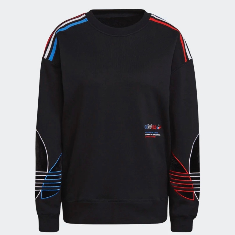 COPY - adidas black Adicolor Tricolor Trefoil Velvet Sweatshirt PO SZ: XS